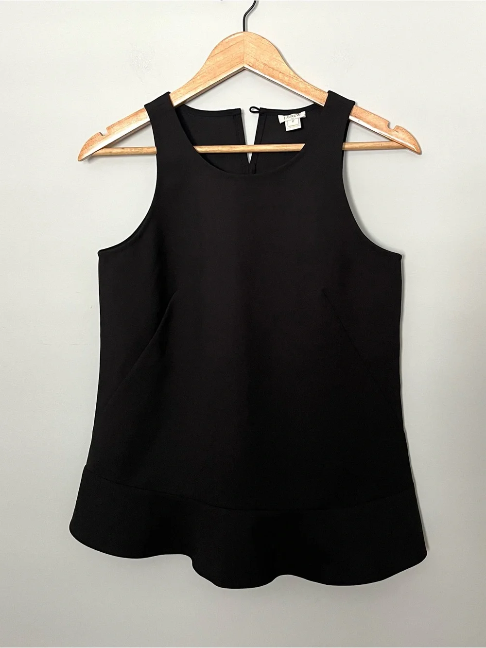 J. Crew Black Peplum Tank Top Sleeveless Blouse High Neck Size 0